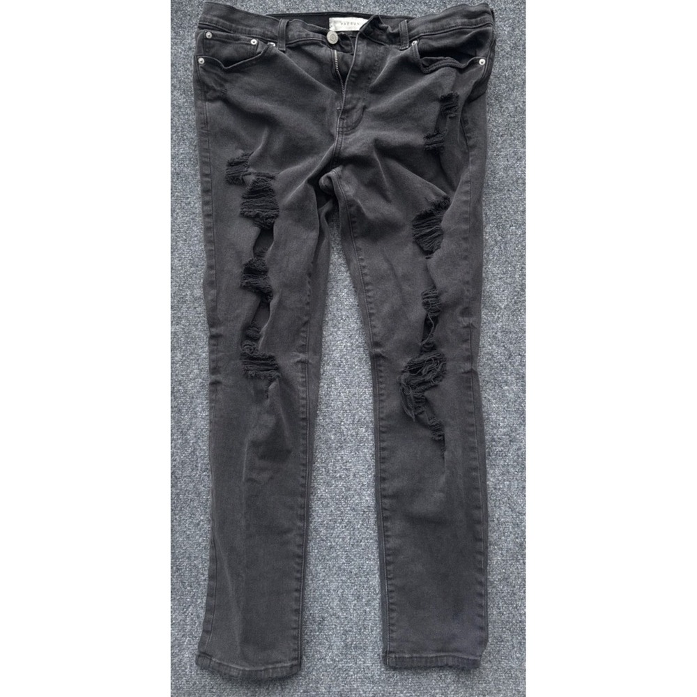 PacSun Mens Skinny Distressed Jeans Washed Black Shredded Denim 34x32